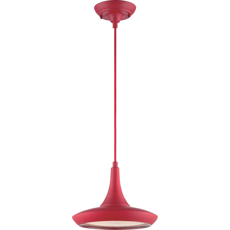 Nuvo Lighting Fantom 10.5in 1-Light LED Pendant | Transitional Red and Frosted Glass | Kitchen Island & Dining Room | 10.5 x 46.62 in | Model 62-447