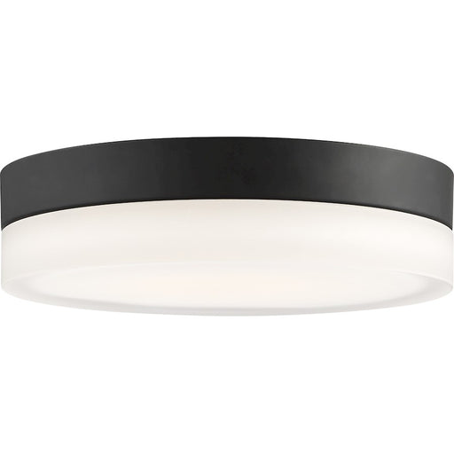 Nuvo Lighting Pi 9in 1-Light LED Flush Mount | Transitional Black Finish | Bedroom & Hallway Ceiling Light | 9 x 9 x 3.13 in, Damp Rated | Model 62-468