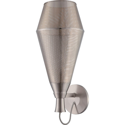 Nuvo Marx 11in 1-Light Wall Sconce | Transitional Satin Steel and Perforated Metal | Hallway & Bathroom Accent | 11 x 12.5 x 25.25 in | Model 62-476