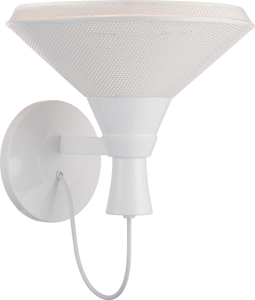 Nuvo Luger 1-Light Wall Sconce | Transitional Glacier White Perforated Metal Shade | Hallway & Bathroom Accent | 860 Lumens 2700K Dimmable | Model 62-484