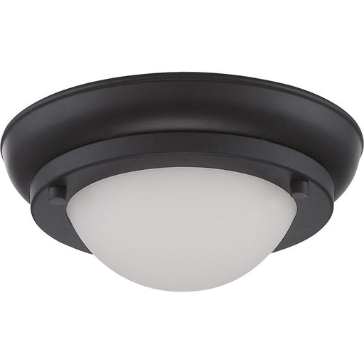 Nuvo Poke 6.5in 1-Light LED Flush Mount | Transitional Aged Bronze and Satin White Glass | Bedroom & Hallway | 6.5 x 2.75 in | Model 62-512