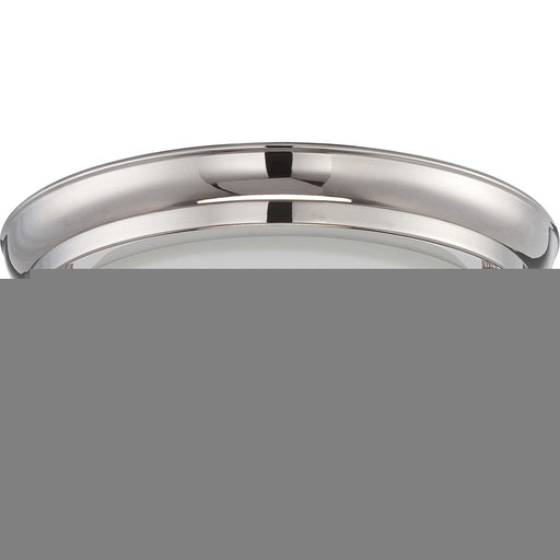 Nuvo Poke 9.62in 1-Light Flush Mount | Transitional Polished Nickel and Satin White Glass | Bathroom & Hallway Ceiling Light | 1150 Lumens | Model 62-516