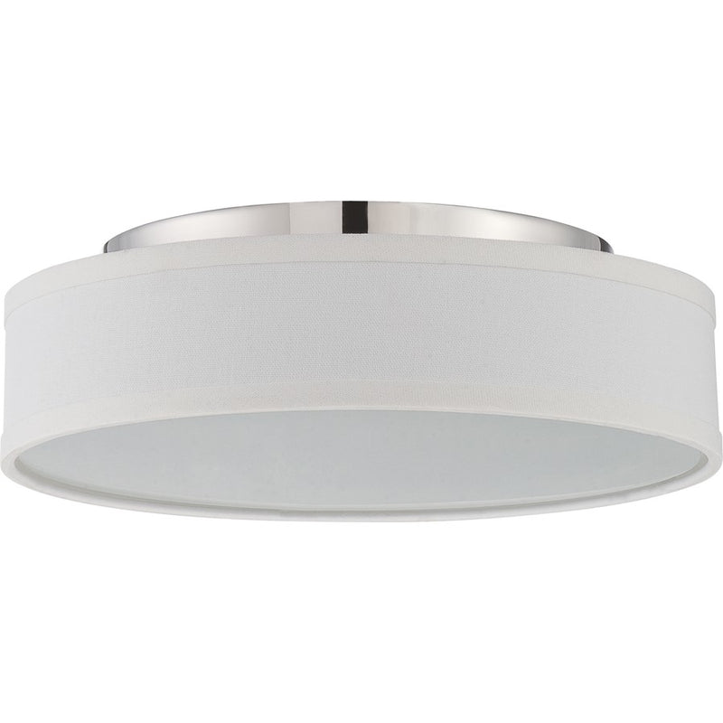 Nuvo Heather 13in 1-Light LED Flush Mount | Transitional Polished Nickel and Satin White Glass | Bathroom & Hallway Ceiling Light | 13 x 13 | Model 62-526