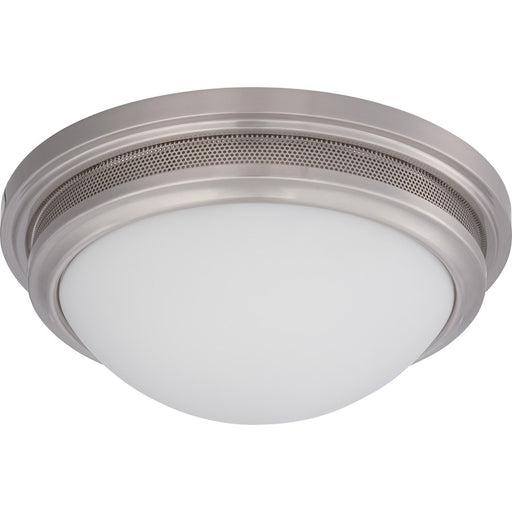 Nuvo Lighting Corry 13.25in 1-Light Flush Mount | Transitional Brushed Nickel and Frosted Glass | Damp-Rated Bathroom & Hallway | 13.25 x | Model 62-534
