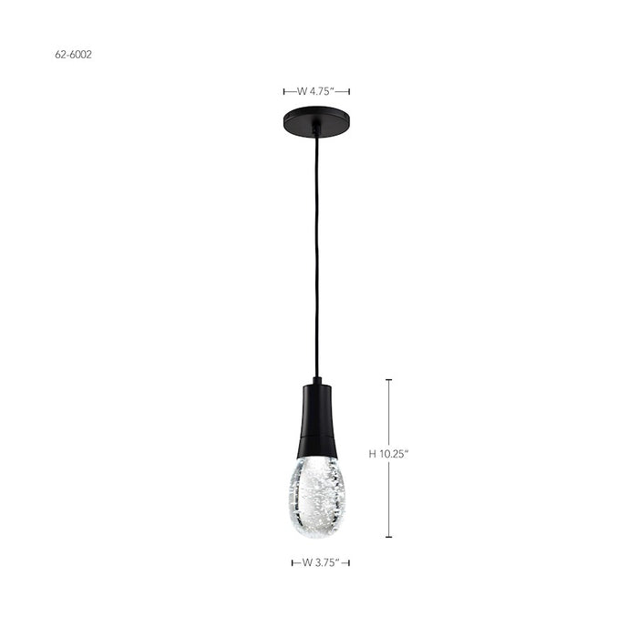 Nuvo Lighting Lacey 4" LED Pendant, Black/K9 Bubble Crystal