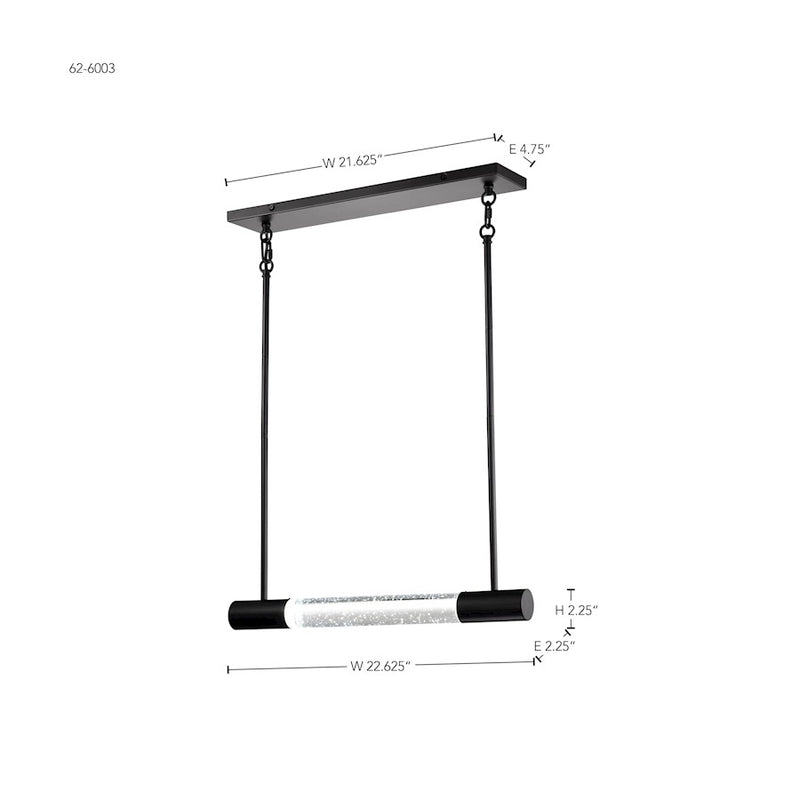 Nuvo Lighting Lacey 23in LED Island Pendant | Modern Matte Black Iron and K9 Bubble Crystal | Kitchen Island & Dining Room | 22.75 x 2.25 | Model 62-6003
