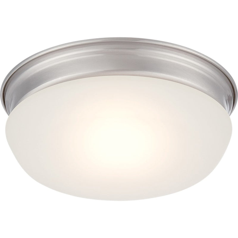 Nuvo Lighting Trevor 7.88in 1-Light Flush Mount | Transitional Brushed Nickel and Frosted Glass | Bedroom & Hallway | 7.88 x 7.88 x 2.88 in | Model 62-603