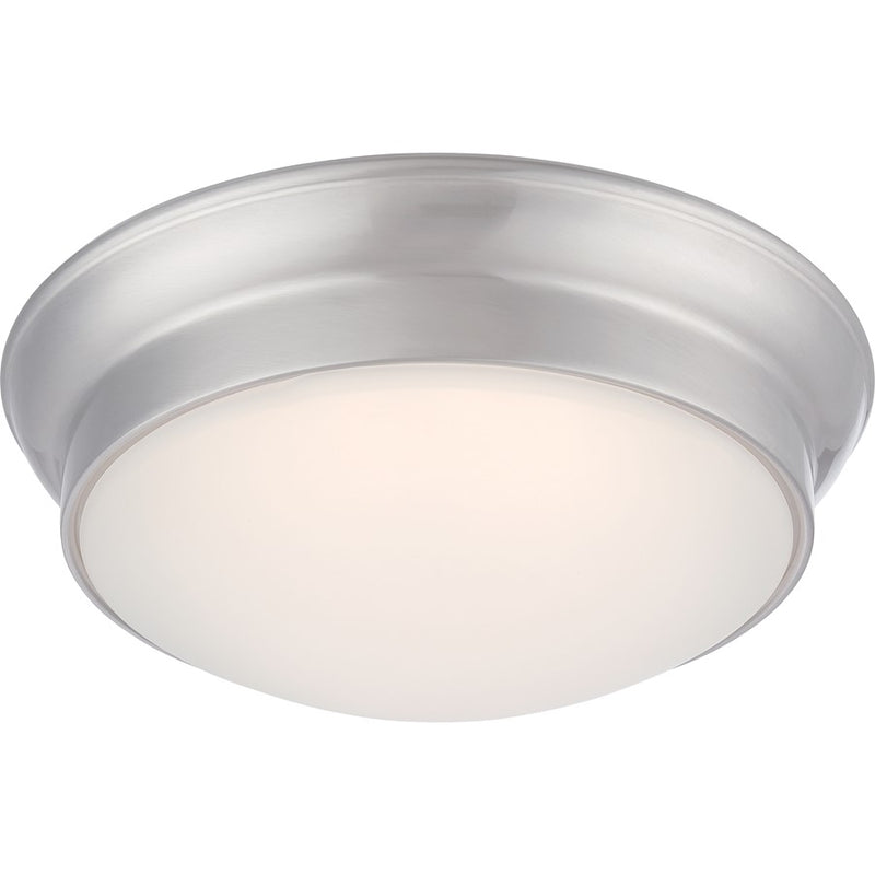 Nuvo Lighting Conrad 12in 1-Light LED Flush Mount | Transitional Brushed Nickel and Frosted Glass | Hallway & Bathroom | 12 x 12 x 4.12 in | Model 62-605