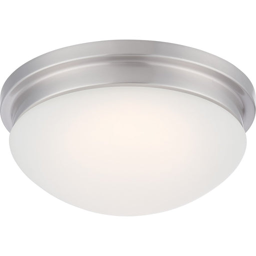 Nuvo Spector 12in 1-Light Flush Mount | Transitional Brushed Nickel and Frosted Glass | Bedroom & Hallway | 11.75 x 5 in | Model 62-606
