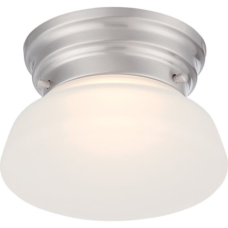 Nuvo Lighting Bogie 6in 1-Light Flush Mount | Transitional Brushed Nickel and Frosted Glass | Bedroom & Hallway Ceiling Light | 510 Lumens | Model 62-614