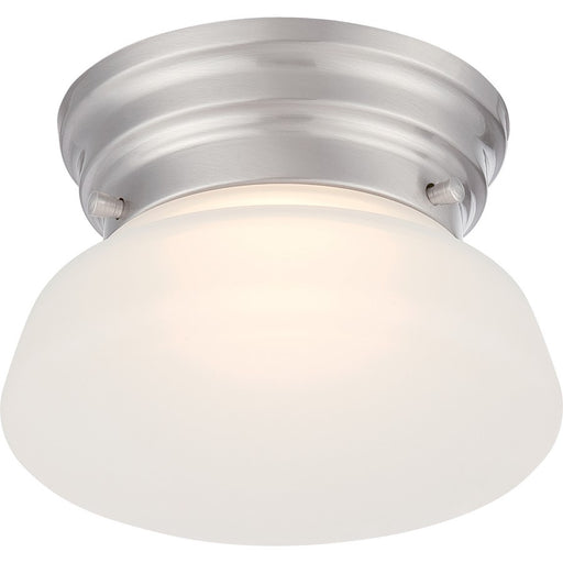 Nuvo Lighting Bogie 6in 1-Light Flush Mount | Transitional Brushed Nickel and Frosted Glass | Bedroom & Hallway Ceiling Light | 510 Lumens | Model 62-614