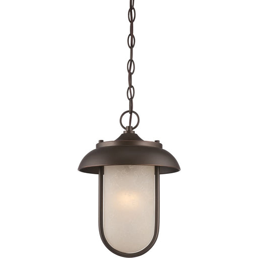 Nuvo Tulsa 10in 1-Light Outdoor Hanging Lantern | Transitional Mahogany Bronze and Satin Amber Glass | Covered Patios & Entryways | 10 x 10 | Model 62-675