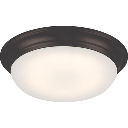 Nuvo Lighting Libby 11in 1-Light LED Flush Mount | Transitional Aged Bronze and Frosted Glass | Hallway & Bathroom | 11 x 3 in, 1150 Lumens | Model 62-702
