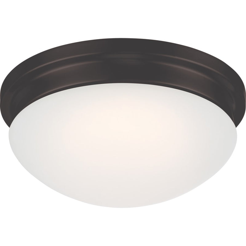 Nuvo Lighting Spector 12in 1-Light LED Flush Mount | Transitional Aged Bronze and Frosted Glass | Bedroom & Hallway | 11.75 x 5 in | Model 62-706