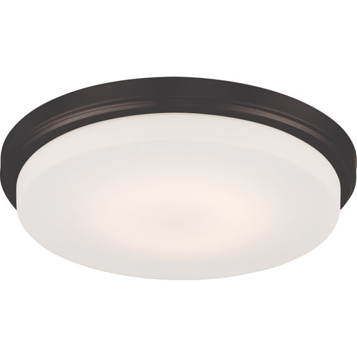 Nuvo Lighting Dale 13in 1-Light LED Flush Mount | Transitional Aged Bronze and Opal Frosted Glass | Bedroom & Hallway | 13 x 13 x 2 in | Model 62-709