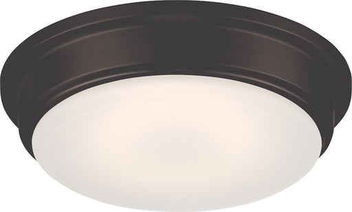 Nuvo Lighting Haley 13in 1-Light LED Flush Mount | Transitional Aged Bronze and Frosted Glass | Bedroom & Hallway | 13 x 13 x 3.5 in | Model 62-711