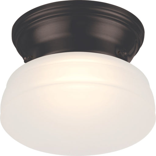 Nuvo Lighting Bogie 6in 1-Light Flush Mount | Transitional Aged Bronze and Frosted Glass | Hallway & Bathroom Ceiling Light | 6 x 6 x 4.25 | Model 62-712