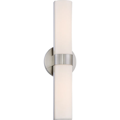 Nuvo Bond 17.5in 2-Light LED Vanity | Transitional Brushed Nickel and White Acrylic | Bathroom Vanity Light | 2.67 x 17.5 x 4 in | Model 62-732