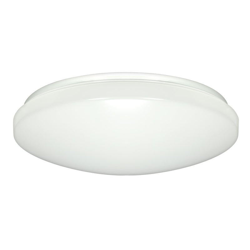 Nuvo 14in 1-Light LED Flush Mount | Utility White Acrylic | Hallway & Bathroom Ceiling Light | 1200 Lumens 3000K Dimmable | Model 62-796