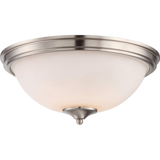 Nuvo Lighting Tess 18in 1-Light LED Flush Mount | Modern Brushed Nickel and White Acrylic | Bedroom & Hallway Ceiling Light | 7 in H, 1430 | Model 62-809