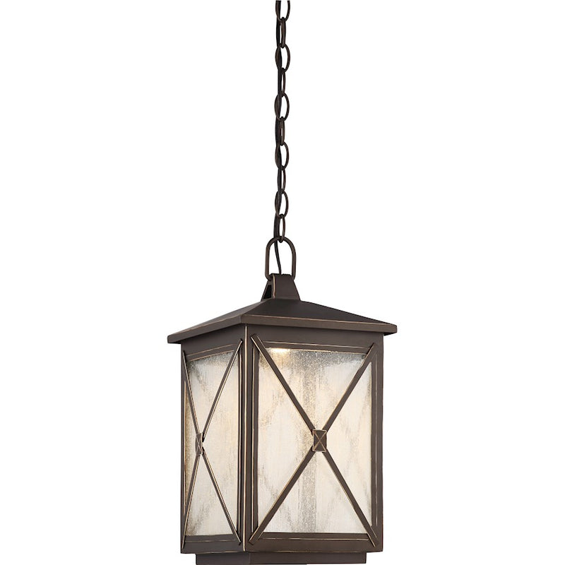 Nuvo Lighting Roxton 1-Light Outdoor Hanging Lantern | Umber Bay Finish | Covered Patio & Entryway | 8 x 8 x 16 in, 1030 Lumens, 3000K | Model 62-814