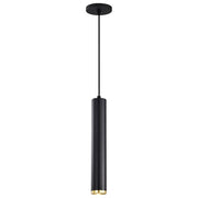 Nuvo Lighting Century 16in 1-Light LED Pendant | Contemporary Matte Black and Brushed Brass Aluminum with Clear Acrylic Lens | Kitchen | Model 62-818
