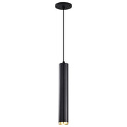 Nuvo Lighting Century 16in 1-Light LED Pendant | Contemporary Matte Black and Brushed Brass Aluminum with Clear Acrylic Lens | Kitchen | Model 62-818