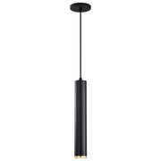 Nuvo Lighting Century 16in 1-Light LED Pendant | Contemporary Matte Black and Brushed Brass Aluminum with Clear Acrylic Lens | Kitchen | Model 62-818