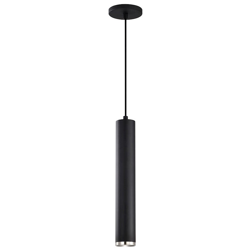 Nuvo Century 16in 1-Light LED Pendant | Contemporary Matte Black and Brushed Nickel Aluminum | Kitchen Island & Dining Room | 2 x 2 x 16 | Model 62-819