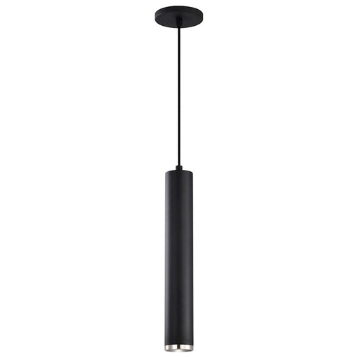 Nuvo Century 16in 1-Light LED Pendant | Contemporary Matte Black and Brushed Nickel Aluminum | Kitchen Island & Dining Room | 2 x 2 x 16 | Model 62-819
