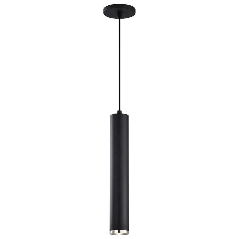 Nuvo Century 16in 1-Light LED Pendant | Contemporary Matte Black and Brushed Nickel Aluminum | Kitchen Island & Dining Room | 2 x 2 x 16 | Model 62-819