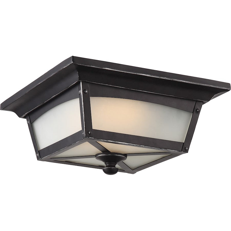 Nuvo Lighting Essex 11in 1-Light Outdoor Flush Mount | Modern Sterling Black LED | Covered Patio & Entryway | 11 x 11 x 5 in, 1430 Lumens | Model 62-823