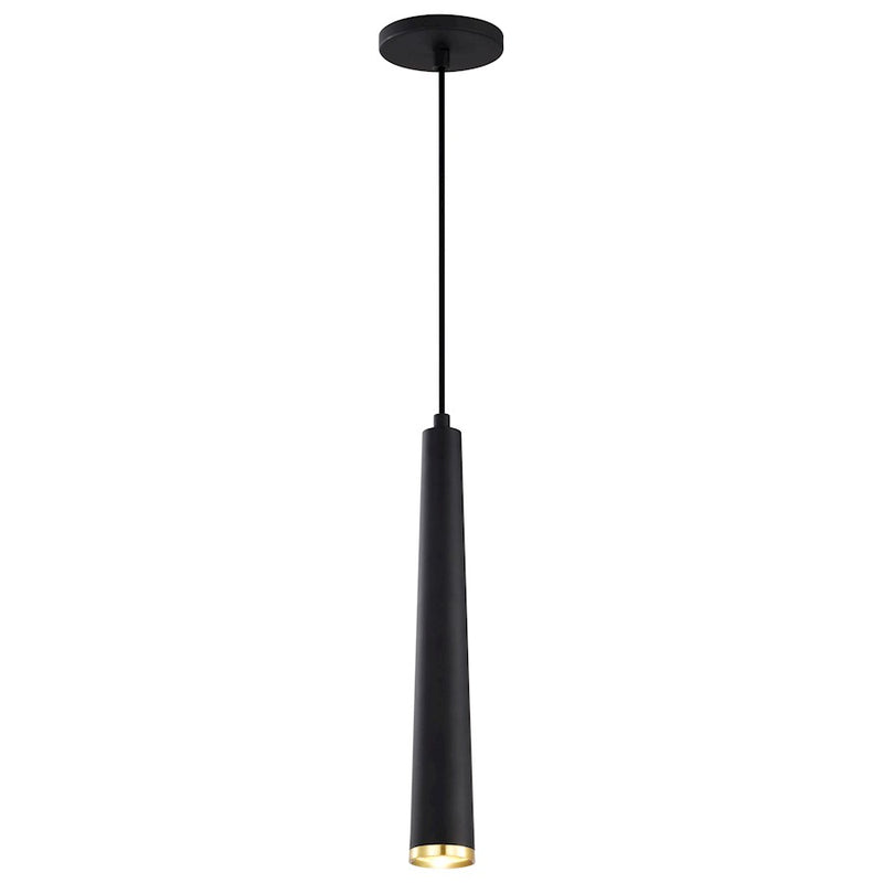 Nuvo Lighting Melrose 16in 1-Light LED Pendant | Contemporary Matte Black and Brushed Brass Aluminum with Clear Acrylic Lens | Kitchen | Model 62-828