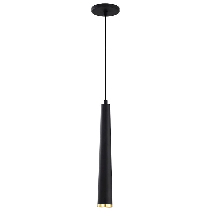 Nuvo Lighting Melrose 16in 1-Light LED Pendant | Contemporary Matte Black and Brushed Brass Aluminum with Clear Acrylic Lens | Kitchen | Model 62-828