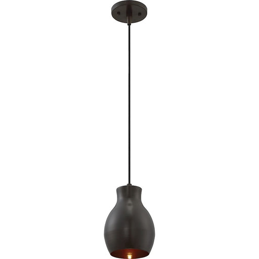 Nuvo Lighting Vessel 1-Light LED Mini Pendant | Bronze with Copper Accents Glass | Kitchen Island & Dining Room | 8.5 in H | Model 62-838