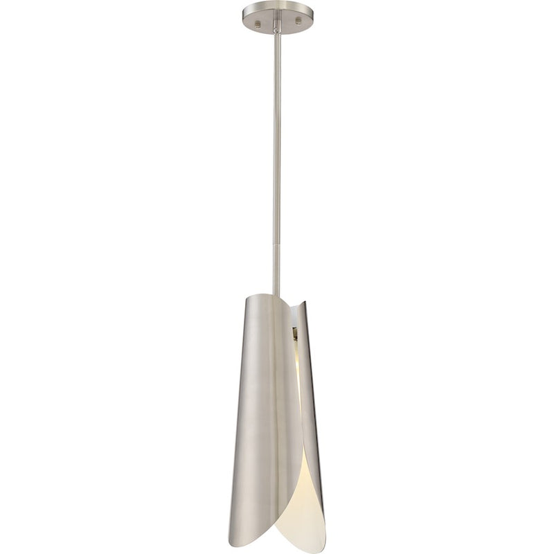 Nuvo Lighting Thorn 16in 1-Light LED Pendant | Modern Brushed Nickel and White Accent | Kitchen Island & Dining Room | 1190 Lumens, 3000K | Model 62-841