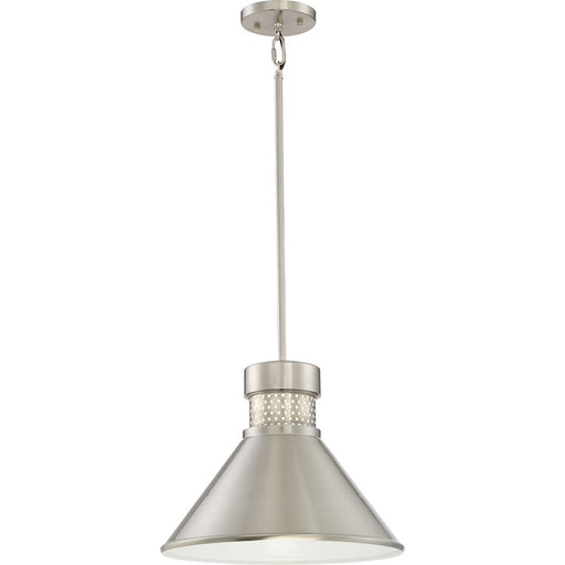 Nuvo Lighting Doral 11in 1-Light LED Pendant | Modern Brushed Nickel and White Accent | Kitchen Island & Dining Room | 1190 Lumens 3000K | Model 62-852