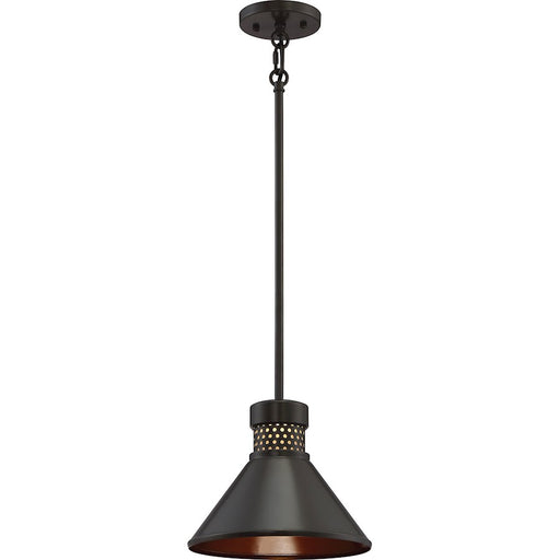 Nuvo Lighting Doral 8in 1-Light LED Pendant | Industrial Dark Bronze and Copper Accent | Kitchen Island & Dining Room | 950 Lumens 3000K | Model 62-856
