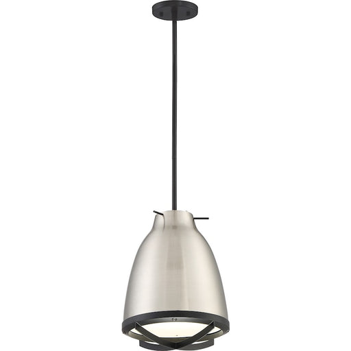 Nuvo Lighting Thrust 14.5in 1-Light LED Pendant | Modern Brushed Nickel and White Accent | Kitchen Island & Dining Room | 1190 Lumens | Model 62-862
