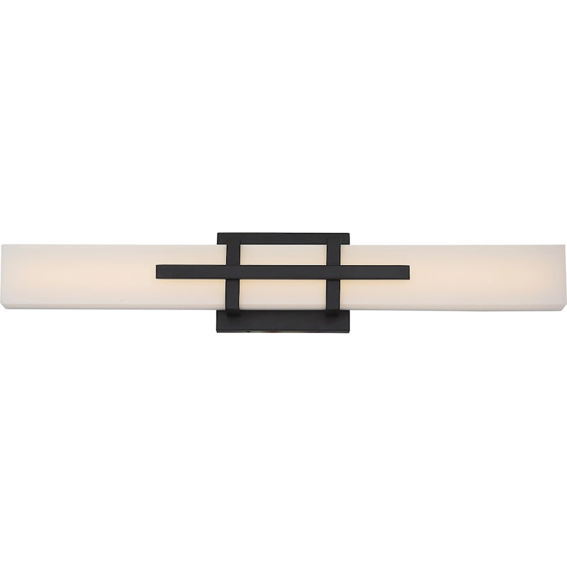 Nuvo Lighting Grill 24in 2-Light LED Wall Sconce | Industrial Aged Bronze Metal | Bathroom & Hallway Vanity Light | 4 x 24 x 3 in | Model 62-874