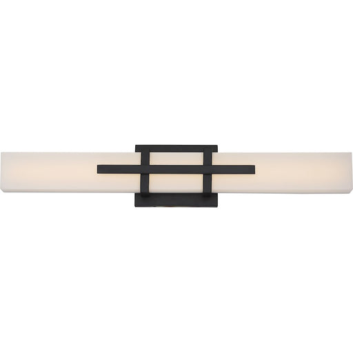 Nuvo Lighting Grill 24in 2-Light LED Wall Sconce | Industrial Aged Bronze Metal | Bathroom & Hallway Vanity Light | 4 x 24 x 3 in | Model 62-874