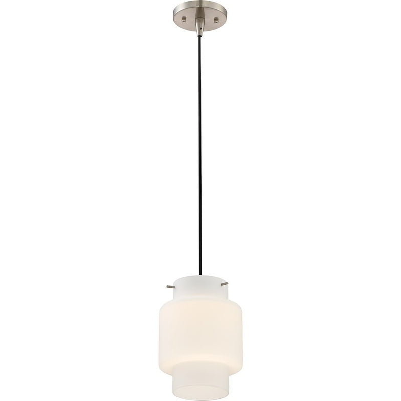 Nuvo Lighting Del 1-Light LED Mini Pendant | Modern Brushed Nickel | Kitchen Island & Dining Room | 950 Lumens, 3000K, Dimmable | Model 62-877