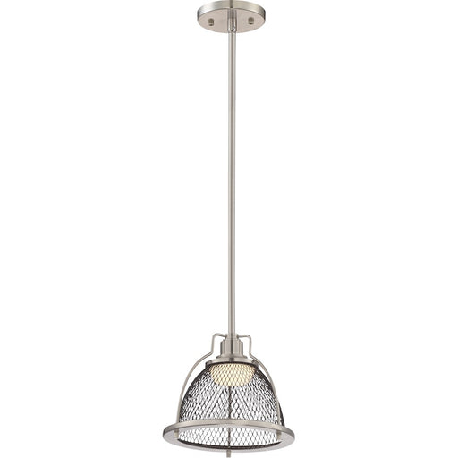 Nuvo Lighting Tex 1-Light Small LED Pendant | Industrial Brushed Nickel and Black Mesh | Kitchen Island & Dining Room | 950 Lumens, 3000K | Model 62-881
