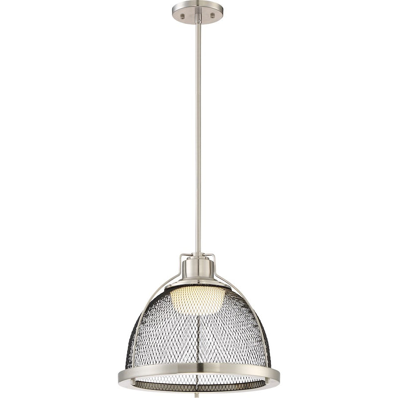 Nuvo Lighting Tex 1-Light Large LED Pendant | Industrial Brushed Nickel and Black Mesh | Kitchen Island & Dining Room | 1190 Lumens, 3000K | Model 62-882