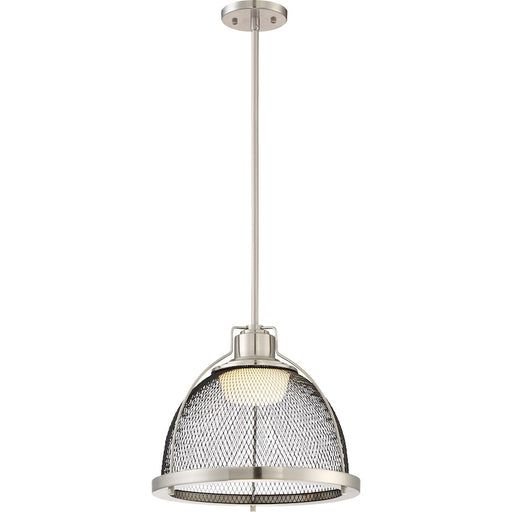 Nuvo Lighting Tex 1-Light Large LED Pendant | Industrial Brushed Nickel and Black Mesh | Kitchen Island & Dining Room | 1190 Lumens, 3000K | Model 62-882