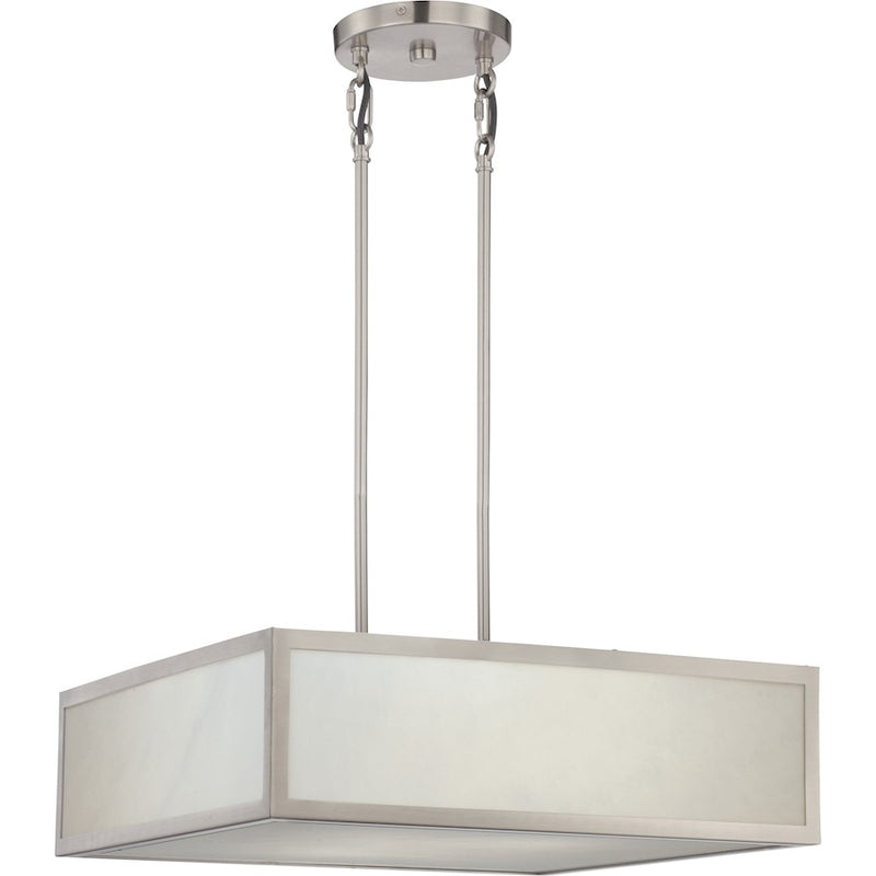 Nuvo Lighting Crate 20in 2-Light LED Pendant | Industrial Brushed Nickel Steel and White Acrylic Shade | Kitchen Island & Dining Room | 20 | Model 62-893