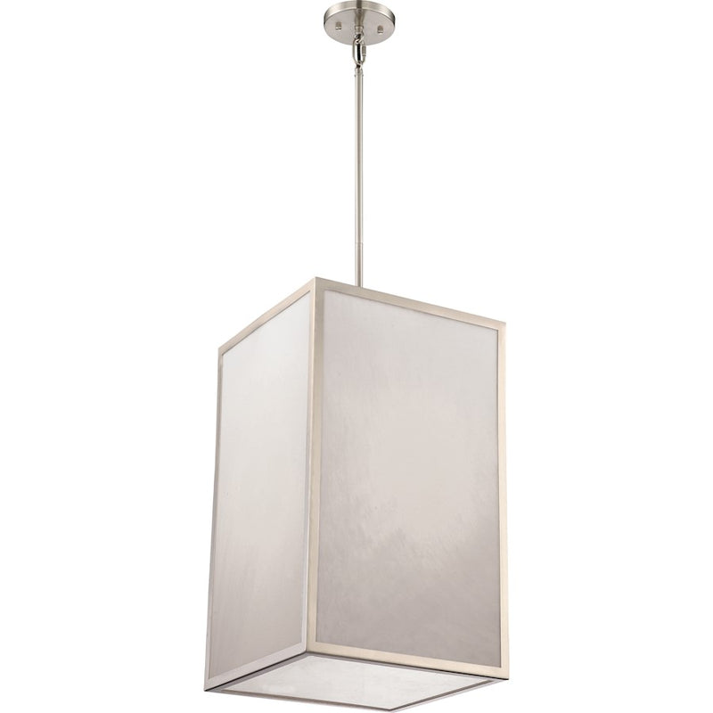Nuvo Lighting Crate 14in 1-Light LED Pendant | Modern Brushed Nickel and White Acrylic | Foyer & Entryway | 14 x 14 x 22 in | Model 62-894