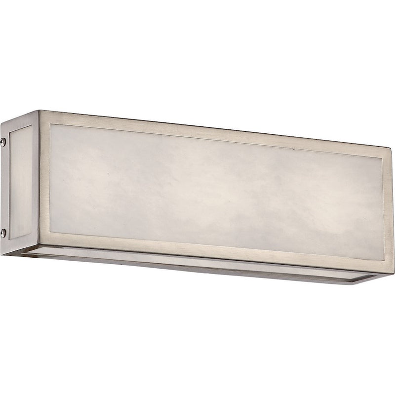 Nuvo Lighting Crate 12in 1-Light Vanity Fixture | Modern Brushed Nickel Steel and White Acrylic | Bathroom & Powder Room | 12 x 5 x 2.5 in | Model 62-895