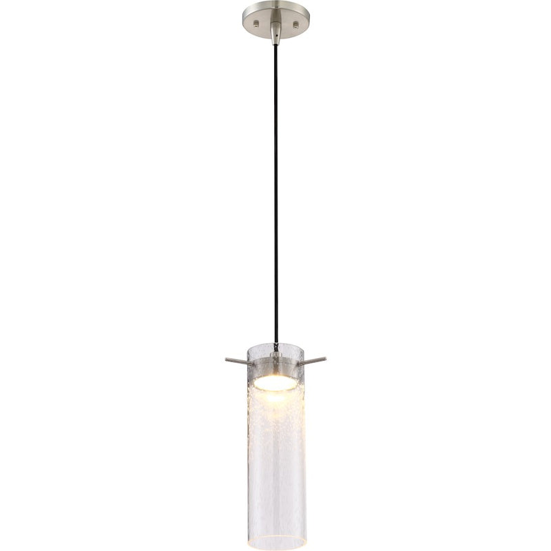 Nuvo Lighting Pulse 10in 1-Light LED Mini Pendant | Modern Brushed Nickel and White Acrylic | Kitchen Island & Breakfast Bar | 950 Lumens | Model 62-951