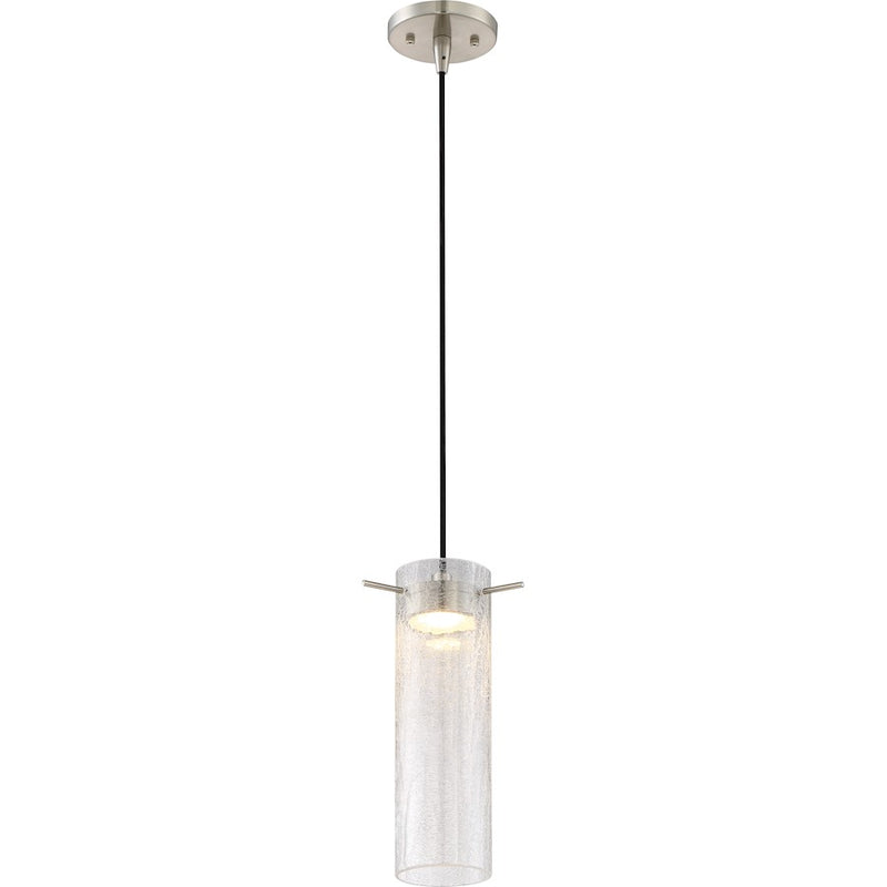 Nuvo Lighting Pulse 10in 1-Light LED Mini Pendant | Modern Brushed Nickel | Kitchen Island & Dining Room | 950 Lumens 3000K Dimmable | Model 62-952